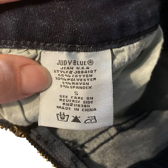 Judy Blue Flare Leg Blue Denim Bib Overalls, Women’s Size S fitted - Picture 7 of 11